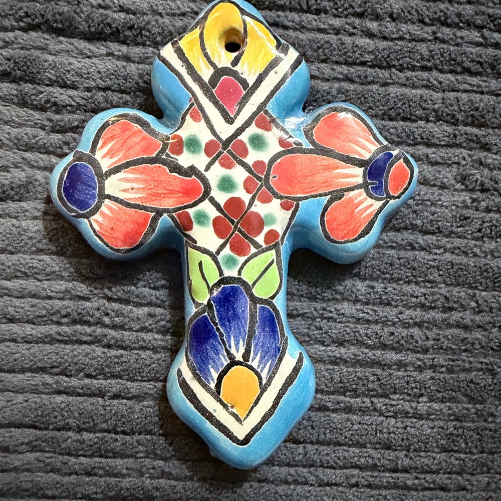 Ceramic Mexican Cross Decor